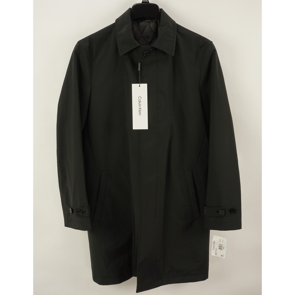 $395 Calvin Klein Waterproof Black Soft Shell Quilted Insert Overcoat Mens 36R